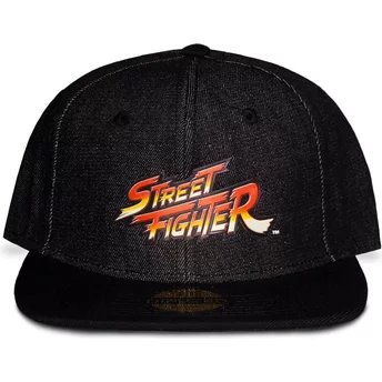 Svart platt snapback-keps med Street Fighter-logotyp från Difuzed