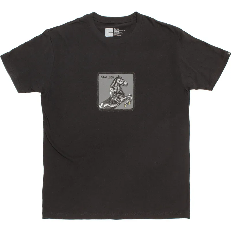 t-shirt-kort-arm-svart-fran-manga-corta-negra-caballo-stallion-very-stable-the-farm-the-farm-av-goorin-bros