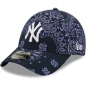 kepsar-curva-marinbla-justerbart-band-9forty-paisley-print-fran-new-york-yankees-mlb-av-new-era