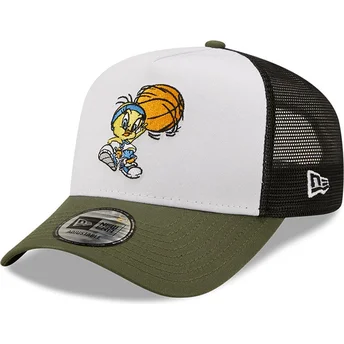 new-era-looney-tunes-tweety-a-frame-character-sports-vit-svart-och-gron-truckerkeps