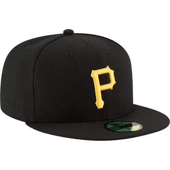 New Era Flat Brim 59FIFTY AC Perf Pittsburgh Pirates MLB Black Fitted Cap