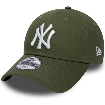 Justerbar grön kurvad keps för barn 9FORTY League Essential från New York Yankees MLB av New Era