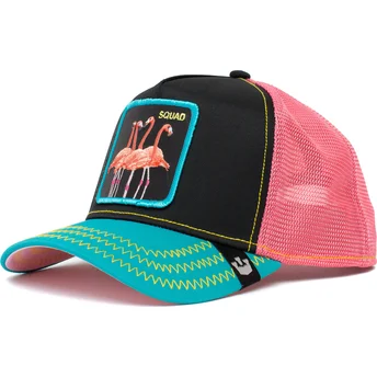 goorin-bros-squad-flamingoals-the-farm-svart-rosa-och-flamingobla-truckerkeps