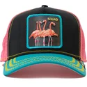 goorin-bros-squad-flamingoals-the-farm-svart-rosa-och-bla-flamingo-truckerkeps