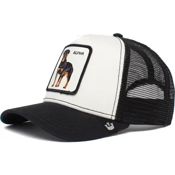 goorin-bros-alpha-dog-the-farm-vit-och-svart-truckerkeps-med-rottweiler