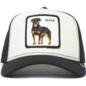 goorin-bros-alpha-dog-the-farm-vit-och-svart-truckerkeps-med-rottweiler