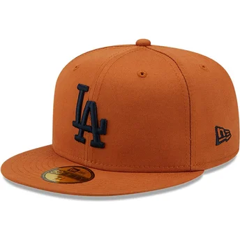 brun-justerbar-flat-keps-med-marinbla-logotyp-59fifty-league-essential-los-angeles-dodgers-mlb-fran-new-era