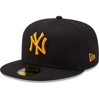morkbla-plattkeps-med-gult-new-york-yankees-logo-59fifty-league-essential-av-new-era-mlb