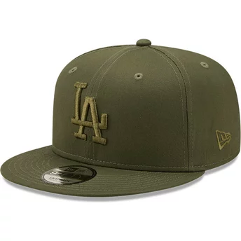Grön platt snapback-keps med grön logotyp 9FIFTY League Essential från Los Angeles Dodgers MLB av New Era