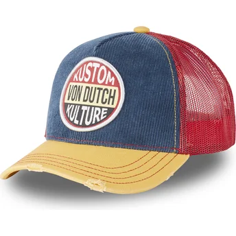 Von Dutch Kustom Kulture KUS Navy Blue, Red and Brown Trucker Hat