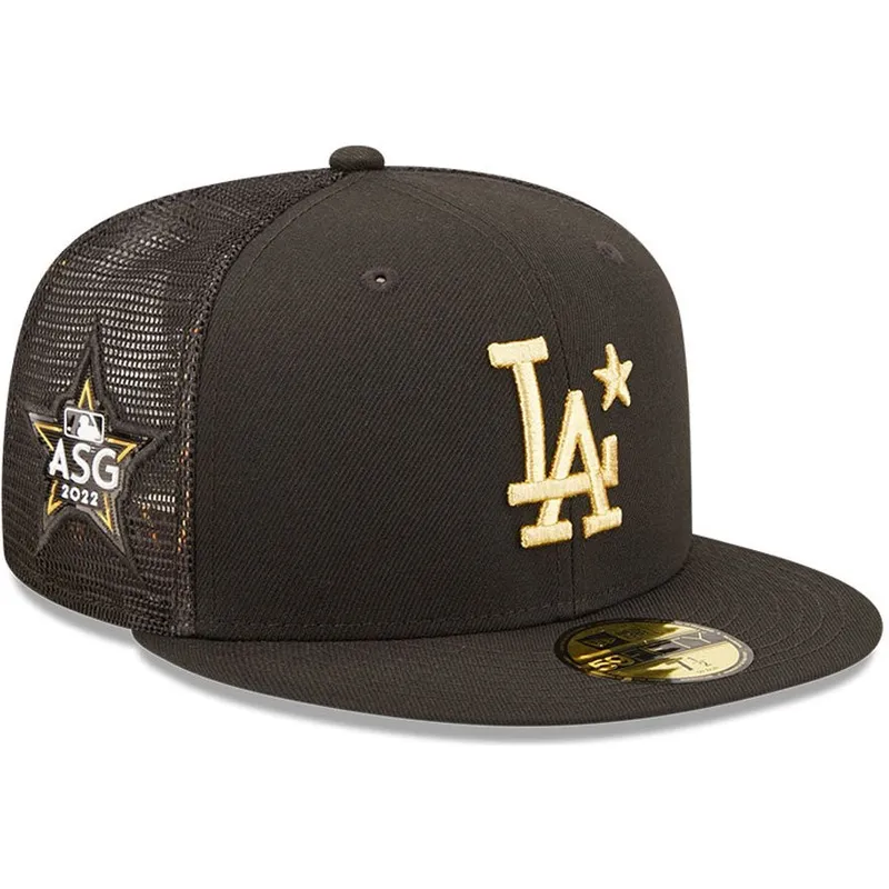 svart-justerbar-platt-truckerkeps-med-guldlogotyp-59fifty-all-star-game-los-angeles-dodgers-mlb-fran-new-era
