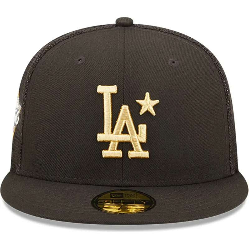 svart-justerbar-platt-truckerkeps-med-guldlogotyp-59fifty-all-star-game-los-angeles-dodgers-mlb-fran-new-era