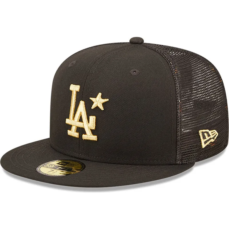 svart-justerbar-platt-truckerkeps-med-guldlogotyp-59fifty-all-star-game-los-angeles-dodgers-mlb-fran-new-era