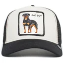 truckerkeps-vit-och-svart-hund-rottweiler-bad-boy-the-baddest-boy-the-farm-fran-goorin-bros