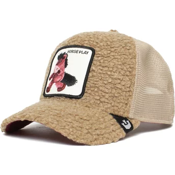 Goorin Bros. Youth Stuffed Horse Horse Play Little Horsey The Farm Brown Shearling Trucker Hat