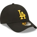 svart-justerbar-bojd-keps-med-gult-los-angeles-dodgers-mlb-9forty-league-essential-logotyp-fran-new-era