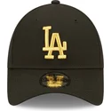 justerbar-svart-bojd-keps-med-guldlogotyp-9forty-metallic-los-angeles-dodgers-mlb-fran-new-era