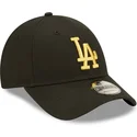justerbar-svart-bojd-keps-med-guldlogotyp-9forty-metallic-los-angeles-dodgers-mlb-fran-new-era