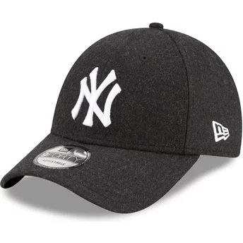 New Era Curved Brim 9FORTY The League Melton Wool New York Yankees MLB Black Adjustable Cap