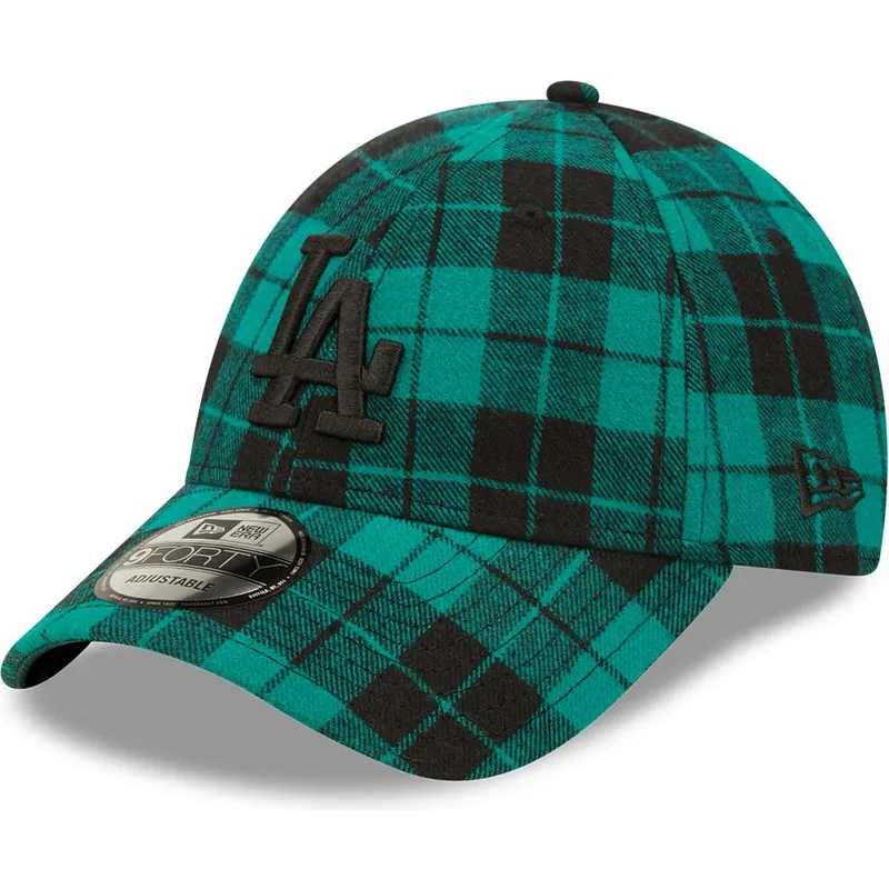 kepsar-curva-gron-justerbart-band-negro-9forty-plaid-fran-los-angeles-dodgers-mlb-av-new-era