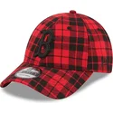 kepsar-curva-rod-justerbart-band-negro-9forty-plaid-fran-boston-red-sox-mlb-av-new-era