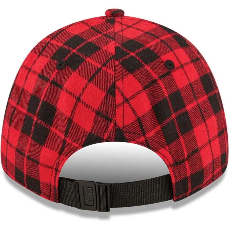 kepsar-curva-rod-justerbart-band-negro-9forty-plaid-fran-boston-red-sox-mlb-av-new-era