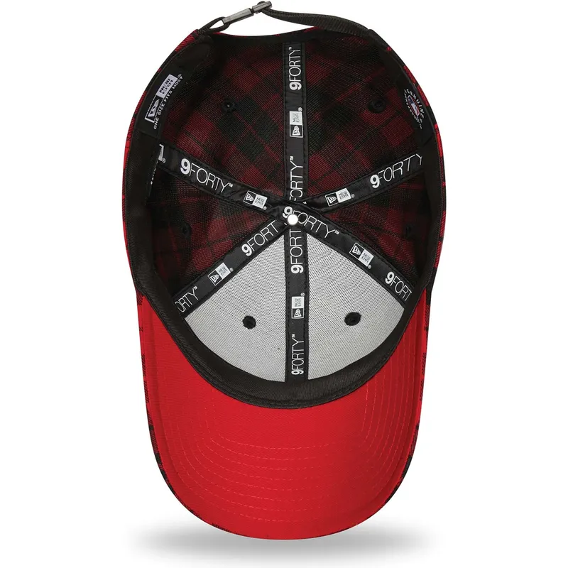 kepsar-curva-rod-justerbart-band-negro-9forty-plaid-fran-boston-red-sox-mlb-av-new-era