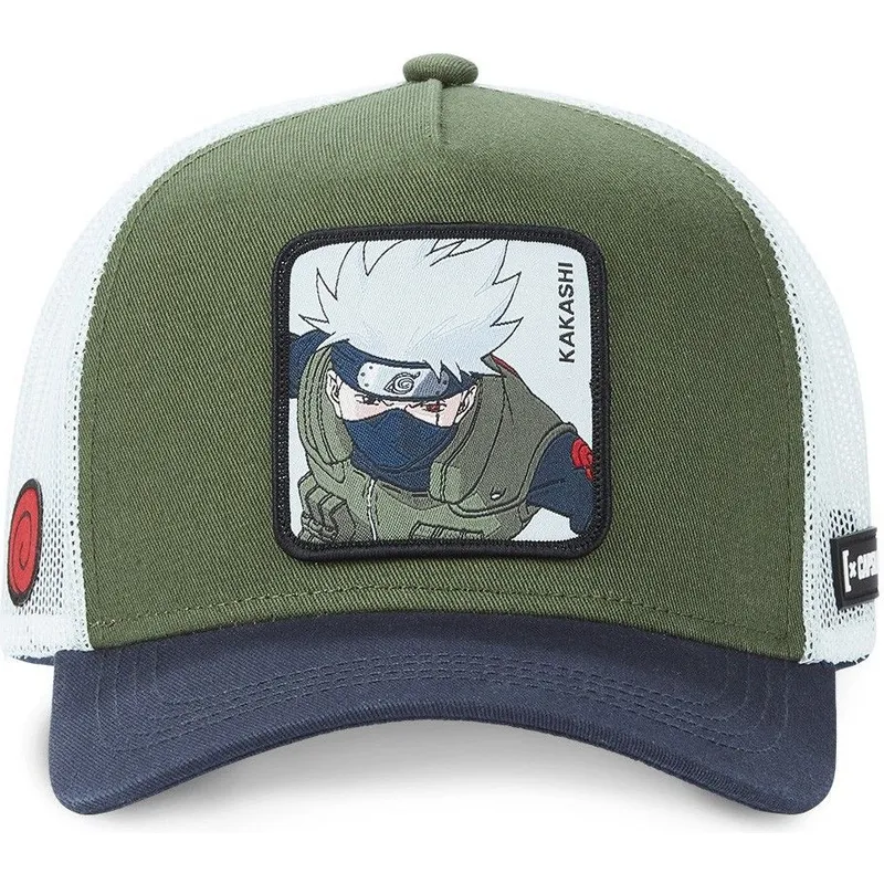 gron-vit-och-marinbla-trucker-keps-kakashi-hatake-kak1-naruto-fran-capslab