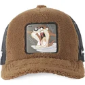 capslab-looney-tunes-taz-tasmanian-devil-fur1-taz2-brun-truckerkeps-med-farskinn