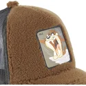 capslab-looney-tunes-taz-tasmanian-devil-fur1-taz2-brun-truckerkeps-med-farskinn