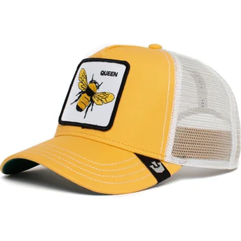gul-och-vit-truckerkeps-med-bi-the-queen-bee-the-farm-av-goorin-bros
