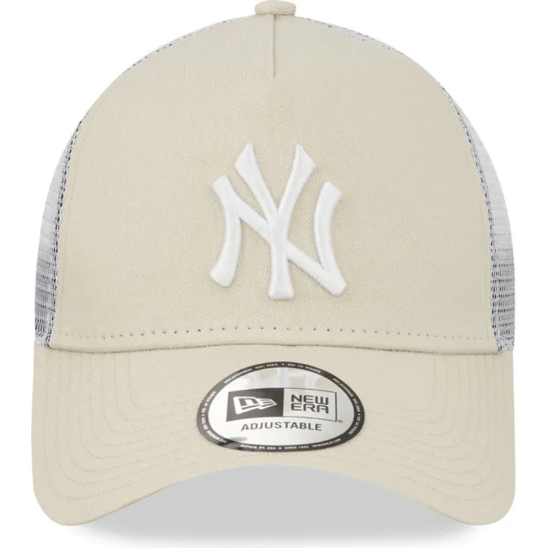 beige-och-vit-trucker-keps-9forty-a-frame-fran-new-york-yankees-mlb-av-new-era