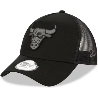 Svart truckerkeps med svart logotyp 9FORTY A Frame Tonal från Chicago Bulls NBA av New Era