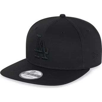 Svart platt snapback-keps med svart logotyp 9FIFTY från Los Angeles Dodgers MLB av New Era