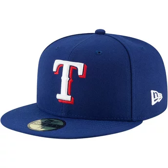 Justerbar blå platt keps 59FIFTY Authentic On Field från Texas Rangers MLB av New Era