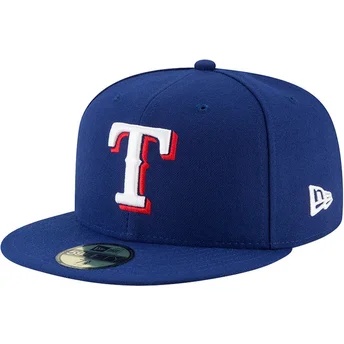 Texas Rangers MLB New Era 59FIFTY Authentic On Field blå justerbar platt keps