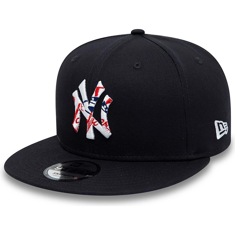 new-era-flat-brim-9fifty-team-infill-logo-new-york-yankees-mlb-navy-blue-snapback-cap