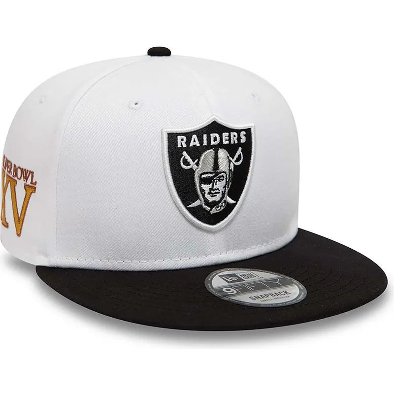 kepsar-plana-vit-snapback-9fifty-crown-patches-super-bowl-xv-fran-las-vegas-raiders-nfl-av-new-era