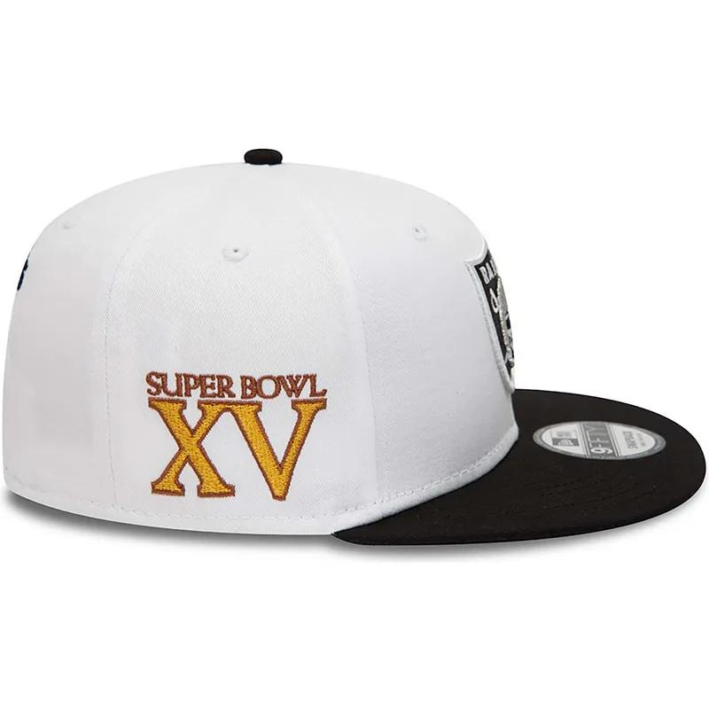 kepsar-plana-vit-snapback-9fifty-crown-patches-super-bowl-xv-fran-las-vegas-raiders-nfl-av-new-era