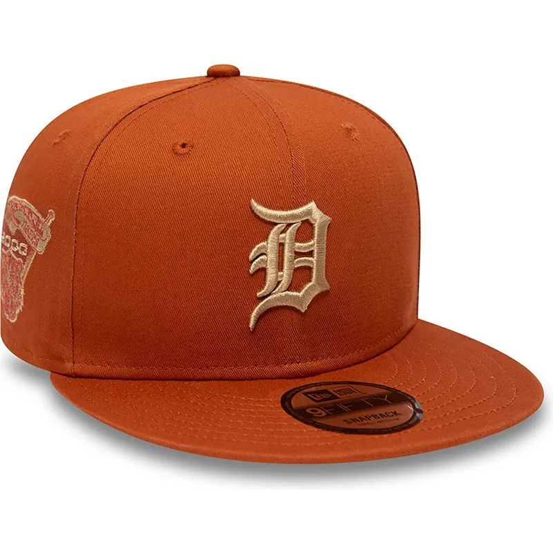 kepsar-plana-brun-snapback-9fifty-side-patch-fran-detroit-tigers-mlb-av-new-era