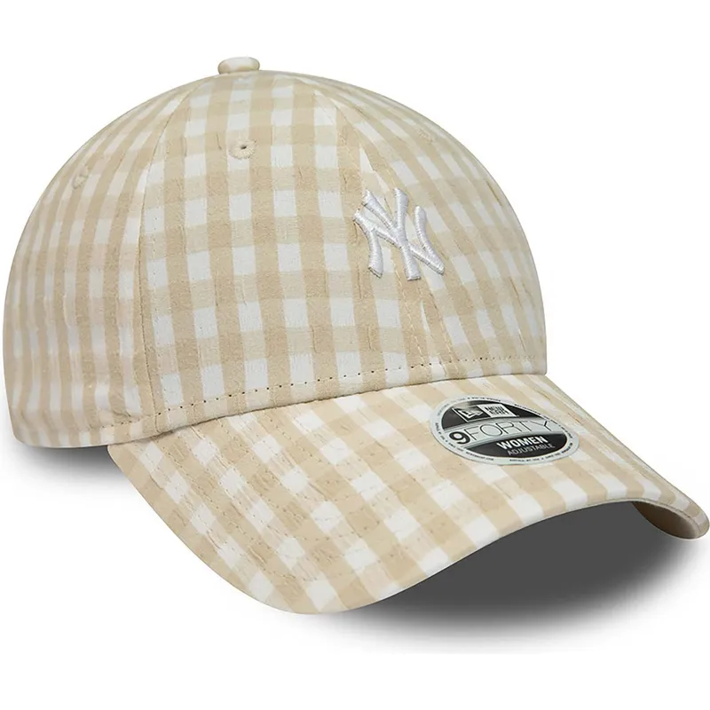 kepsar-curva-beige-justerbart-band-9forty-gingham-fran-new-york-yankees-mlb-av-new-era
