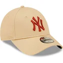 beige-justerbar-bojd-keps-for-barn-med-brunt-new-york-yankees-mlb-9forty-league-essential-logotyp-fran-new-era