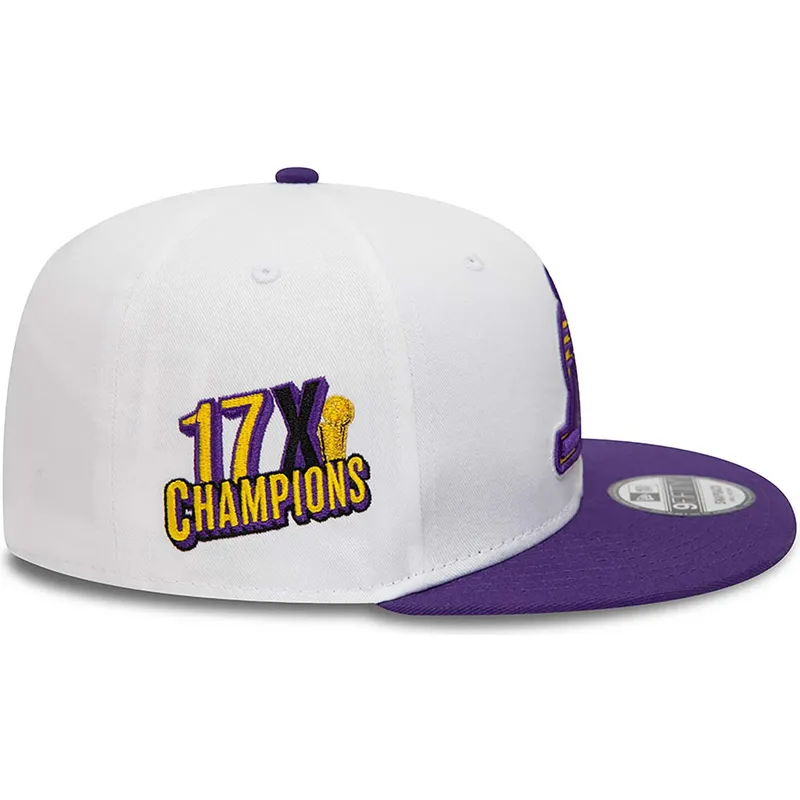 kepsar-plana-vit-snapback-9fifty-crown-patches-champions-fran-los-angeles-lakers-nba-av-new-era