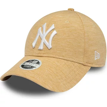 Justerbar beige kurvad keps för kvinnor 9FORTY Jersey från New York Yankees MLB av New Era