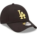 svart-justerbar-bojd-keps-med-gul-logotyp-9forty-league-essential-los-angeles-dodgers-mlb-fran-new-era