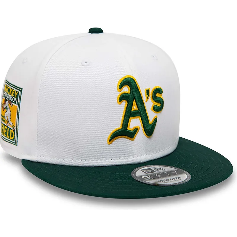 kepsar-plana-vit-snapback-rickey-henderson-9fifty-crown-patches-fran-oakland-athletics-mlb-av-new-era