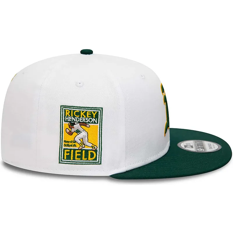 kepsar-plana-vit-snapback-rickey-henderson-9fifty-crown-patches-fran-oakland-athletics-mlb-av-new-era