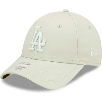 New Era Curved Brim Women Light Green Logo 9FORTY League Essential Los Angeles Dodgers MLB Light Green Adjustable Cap