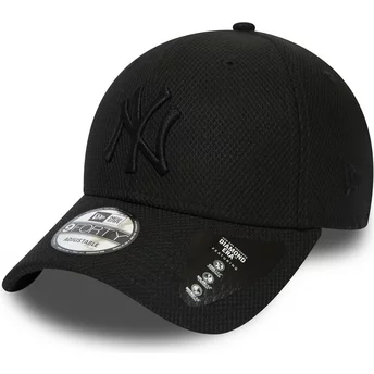 Svart justerbar böjd keps med svart logo 9FORTY Diamond Era från New York Yankees MLB av New Era