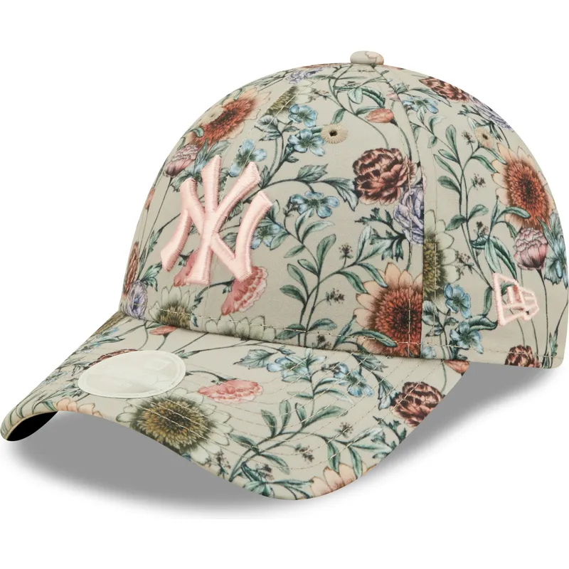 kepsar-curva-beige-justerbart-band-9forty-all-over-print-floral-fran-new-york-yankees-mlb-av-new-era